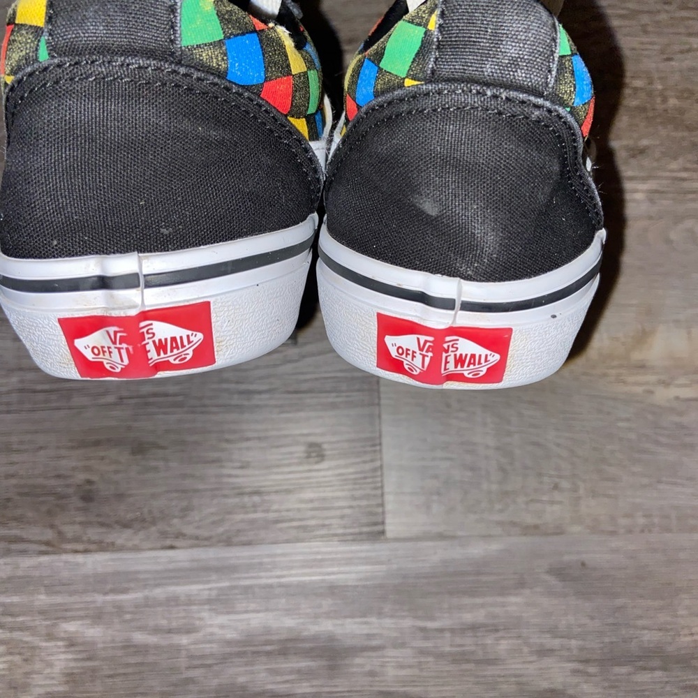 Vans Checkered Skateboard Black Shoes w/Colorful Checkered Design size Youth 4.5 - Picture 5 of 7